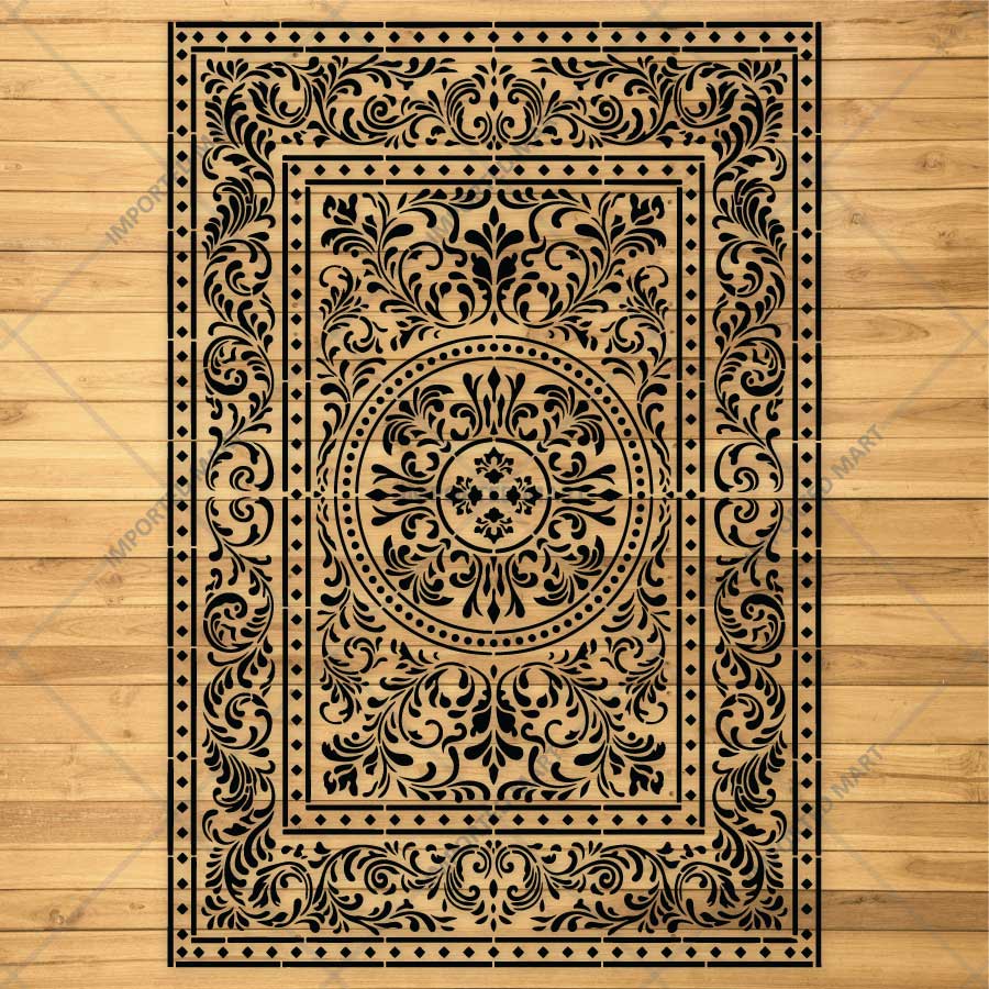 Imperial Palace Carpet Stencil for Wall, Floor & Furniture Decor – Royal Mughal Ornamental Pattern – ID# 741 - Image 5