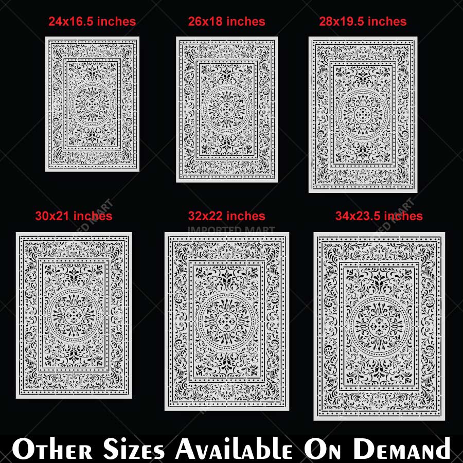 Imperial Palace Carpet Stencil for Wall, Floor & Furniture Decor – Royal Mughal Ornamental Pattern – ID# 741 - Image 7