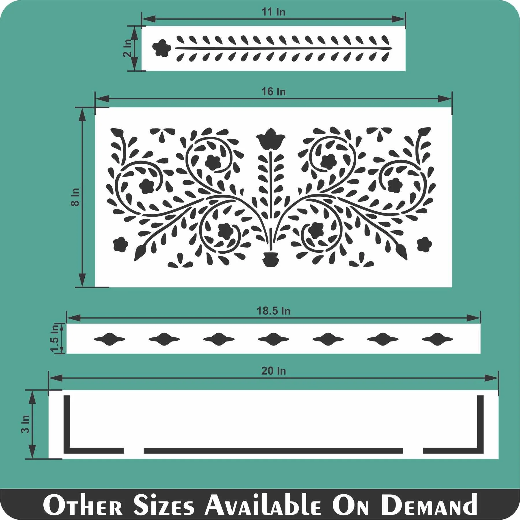 Indian Inlay (furniture and fabric) Reusable Stencil For Canvas And Wall Painting. ID #350 - Image 11