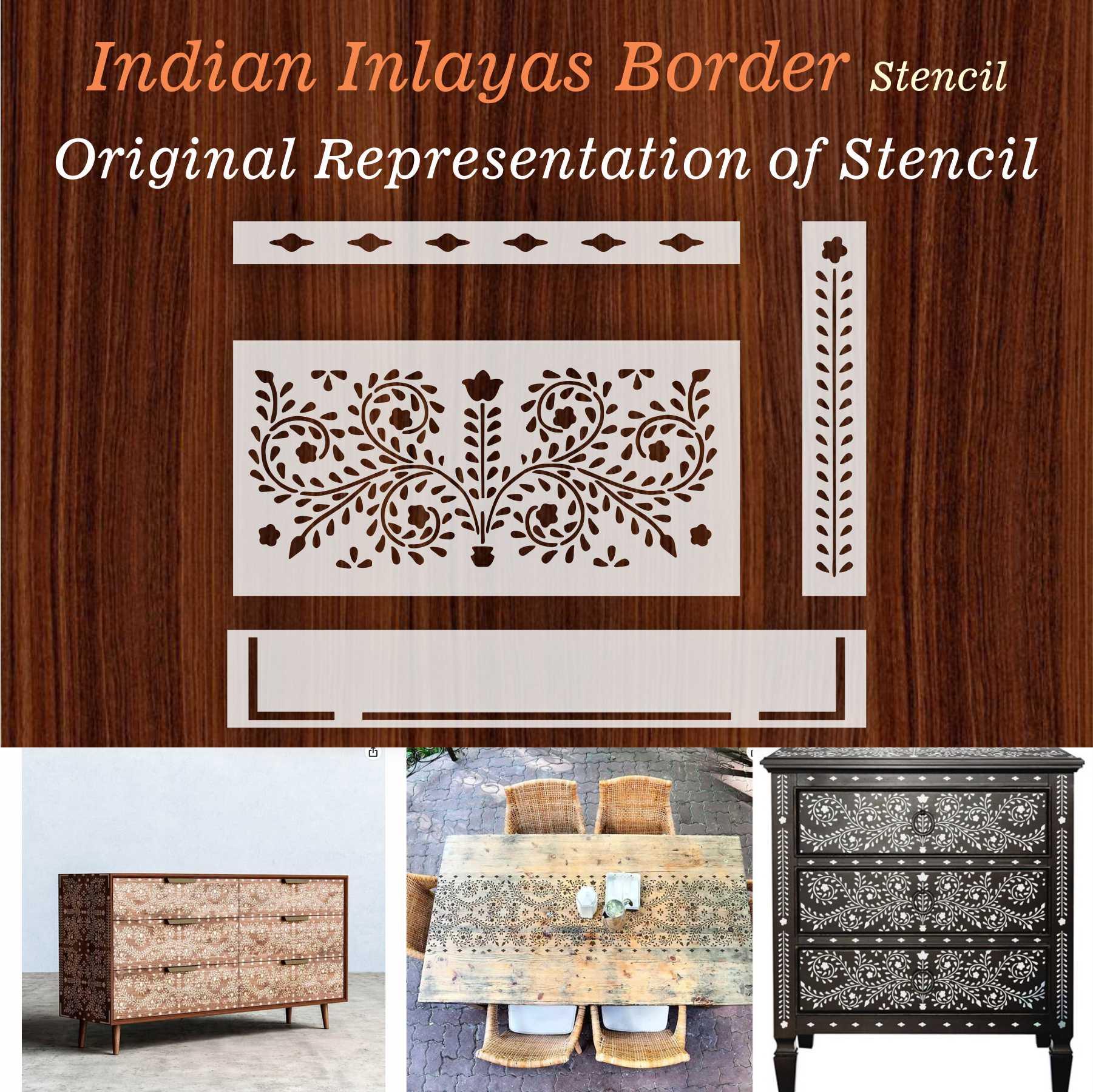 Indian Inlay (furniture and fabric) Reusable Stencil For Canvas And Wall Painting. ID #350 - Image 6