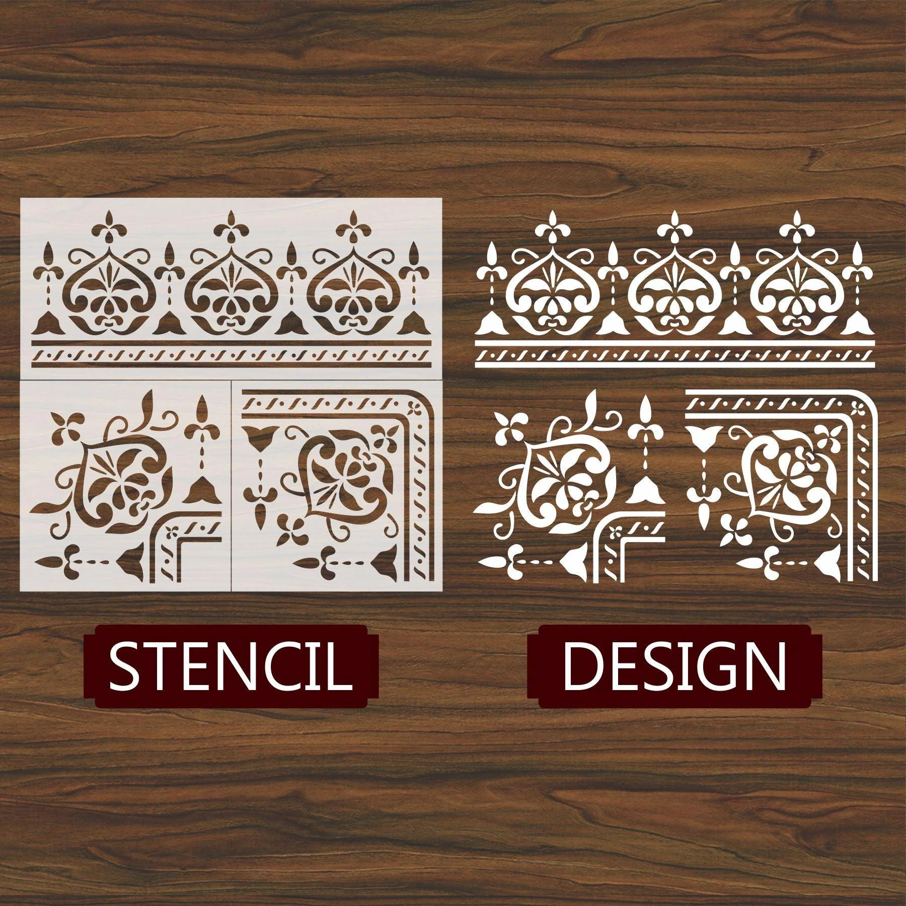 Indian Inlay(furniture and fabric) Reusable Stencil For Canvas And Wall Painting.ID #458 - Image 3