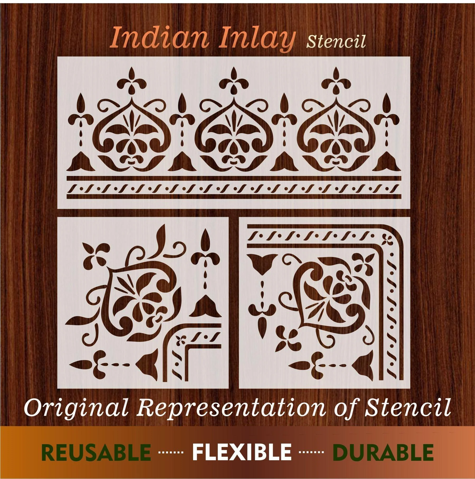 Indian Inlay(furniture and fabric) Reusable Stencil For Canvas And Wall Painting.ID #458 - Image 5