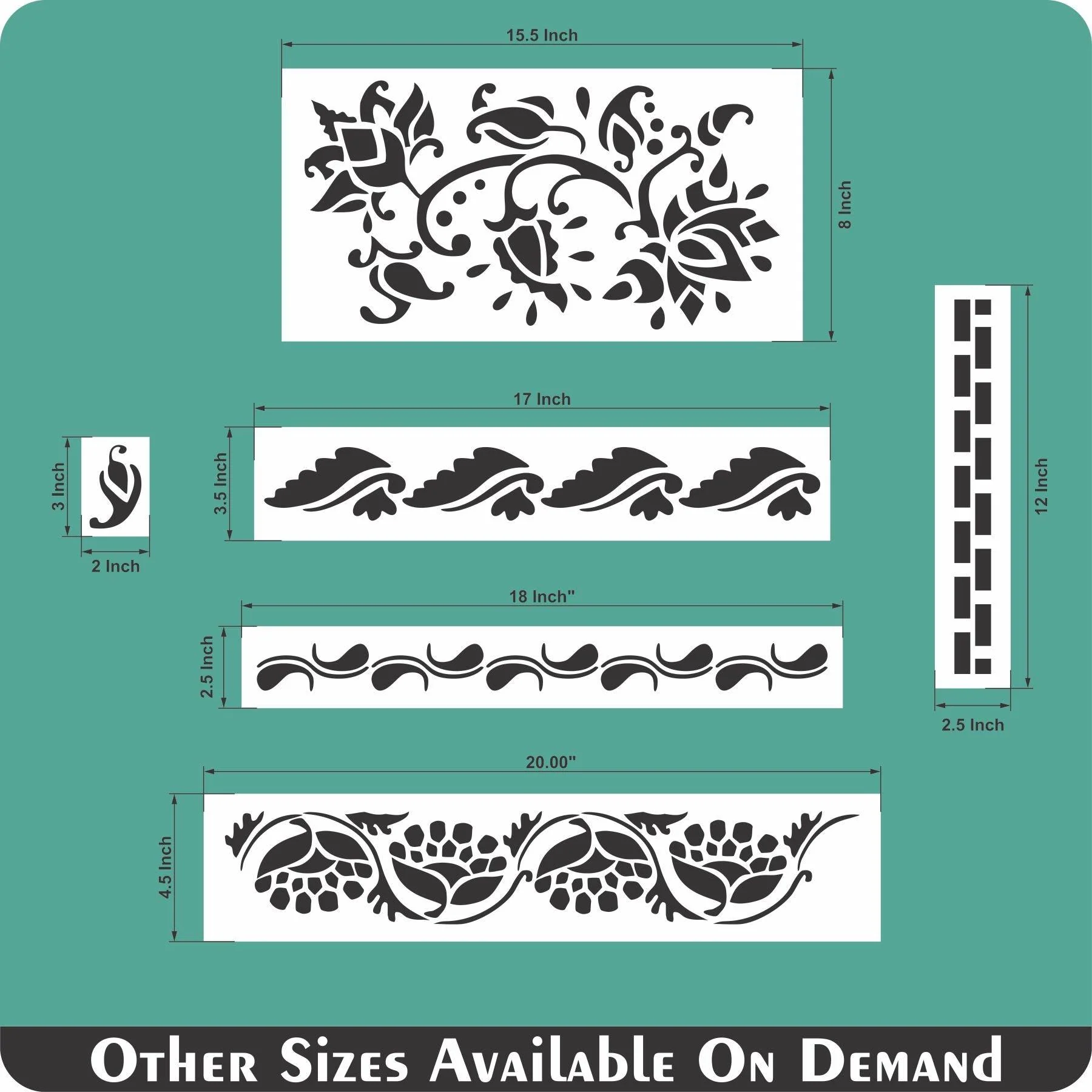 Indian Inlay (furniture and fabric) Reusable Stencil For Canvas And Wall Painting.ID #460 - Image 11