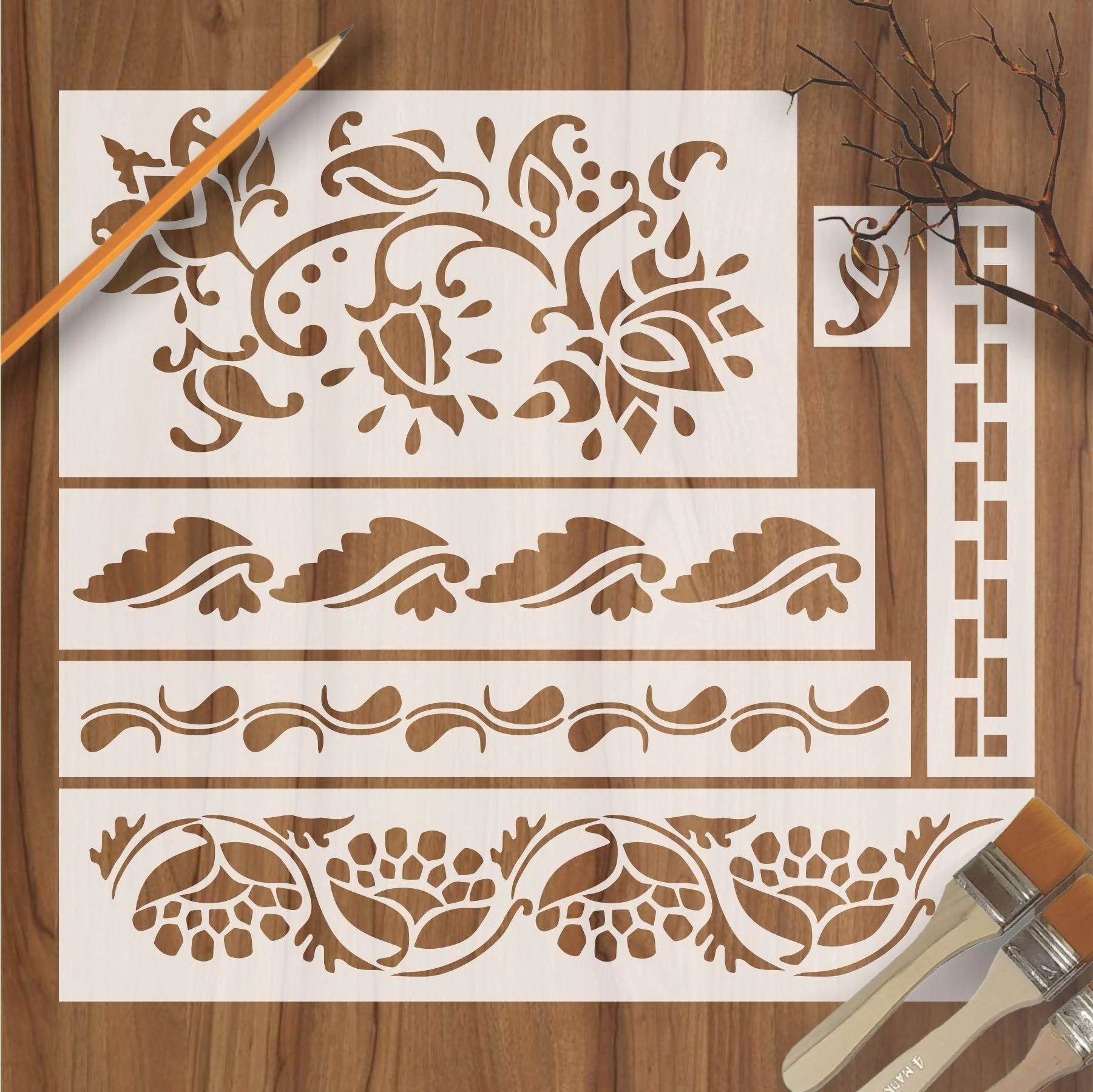 Indian Inlay (furniture and fabric) Reusable Stencil For Canvas And Wall Painting.ID #460 - Image 2