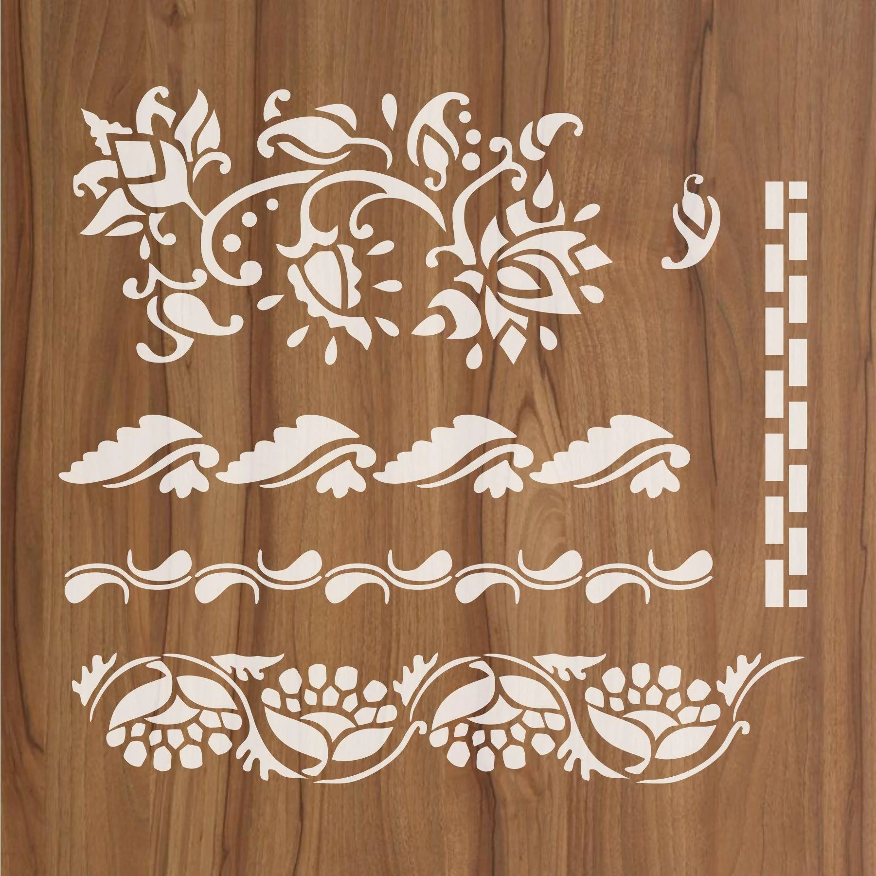 Indian Inlay (furniture and fabric) Reusable Stencil For Canvas And Wall Painting.ID #460 - Image 3