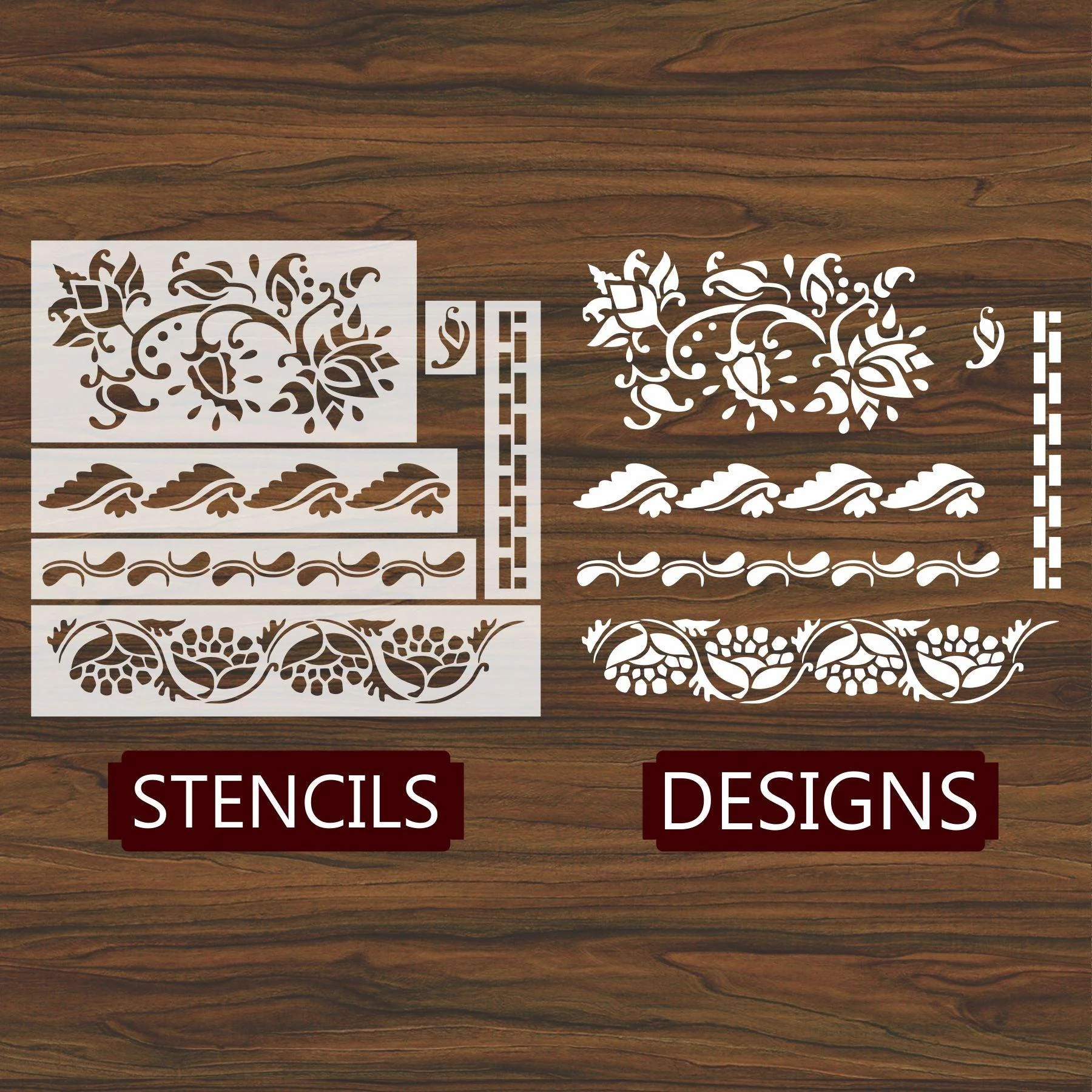 Indian Inlay (furniture and fabric) Reusable Stencil For Canvas And Wall Painting.ID #460 - Image 4