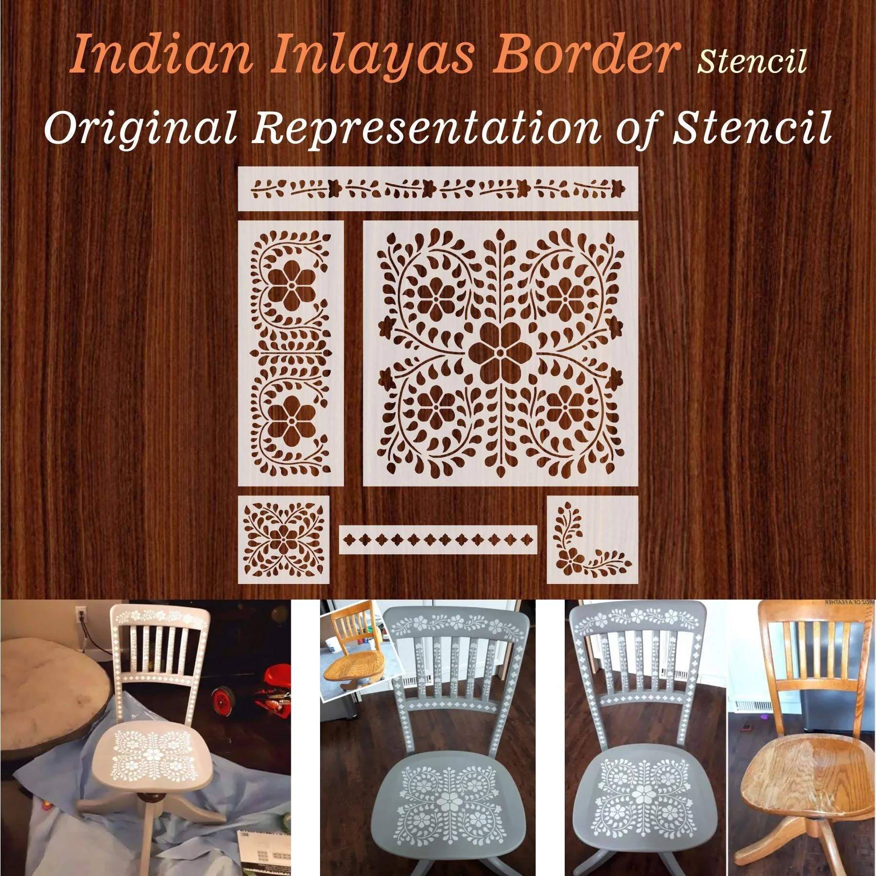 Indian Inlay(furniture and fabric) Reusable Stencil For Canvas And Wall Painting.ID#338