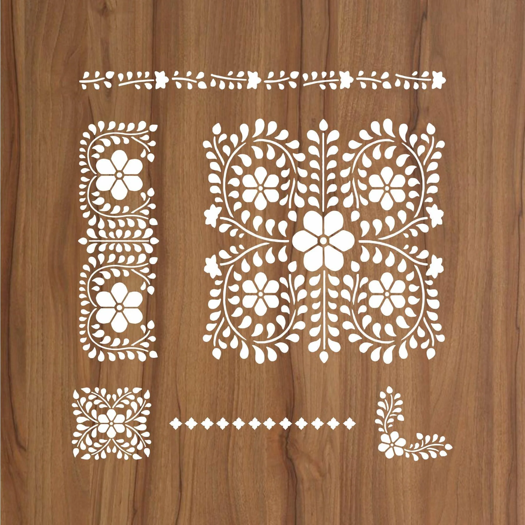 Indian Inlay(furniture and fabric) Reusable Stencil For Canvas And Wall Painting.ID#338 - Image 3