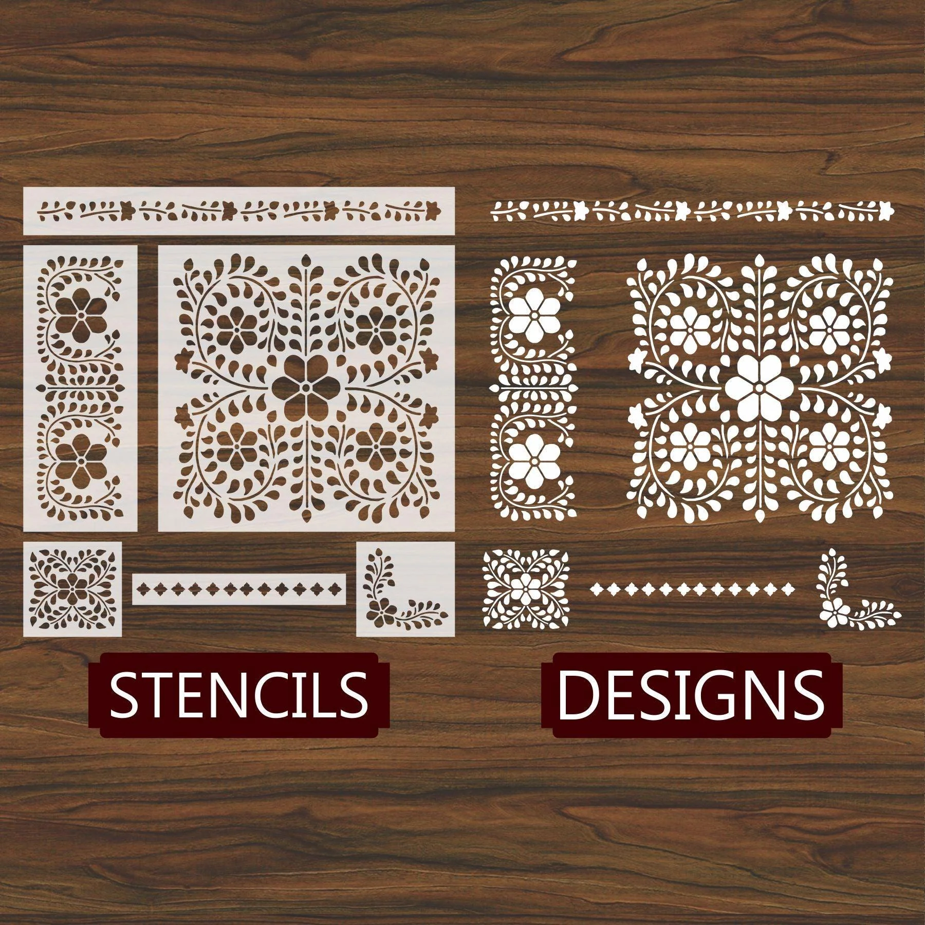 Indian Inlay(furniture and fabric) Reusable Stencil For Canvas And Wall Painting.ID#338 - Image 4