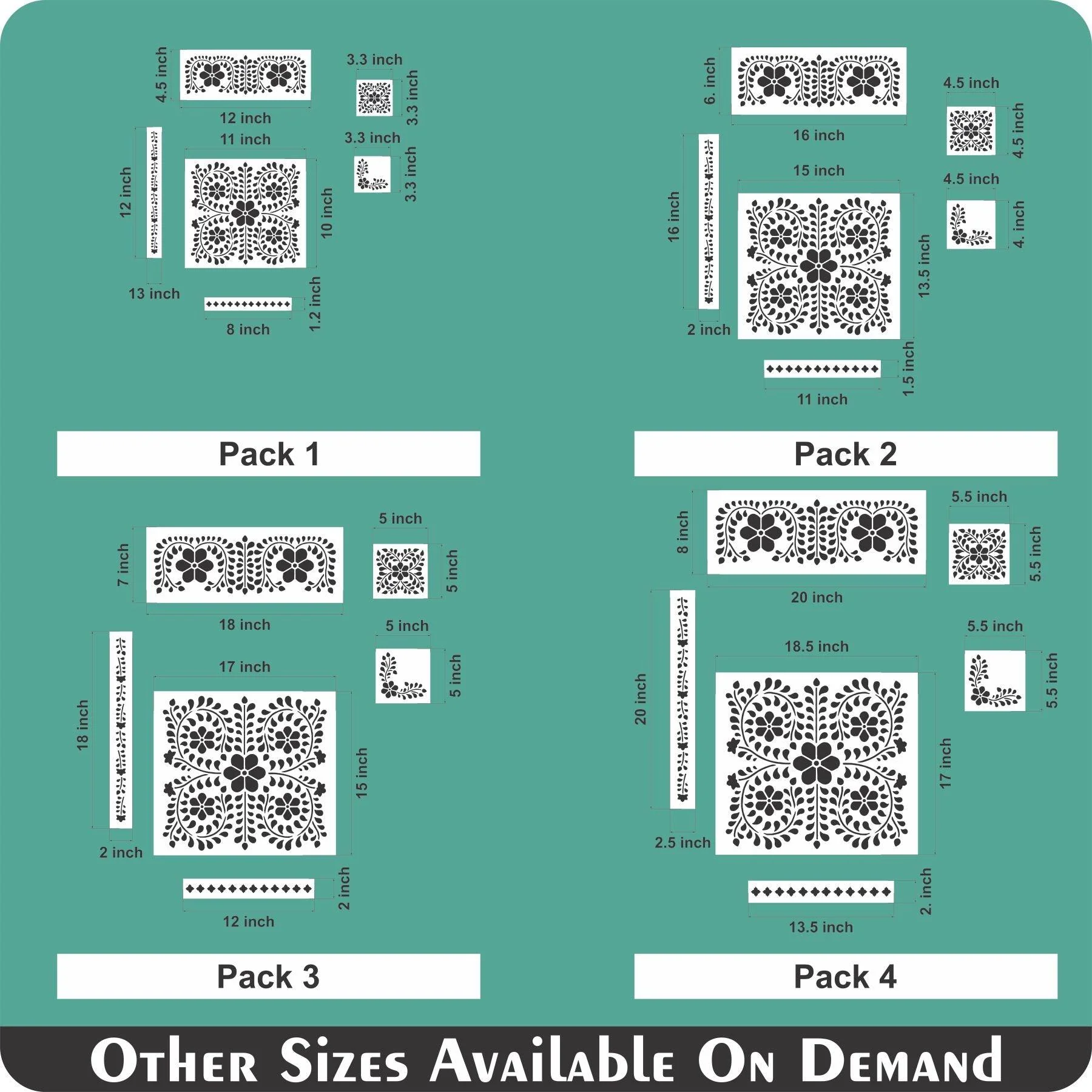 Indian Inlay(furniture and fabric) Reusable Stencil For Canvas And Wall Painting.ID#338 - Image 7