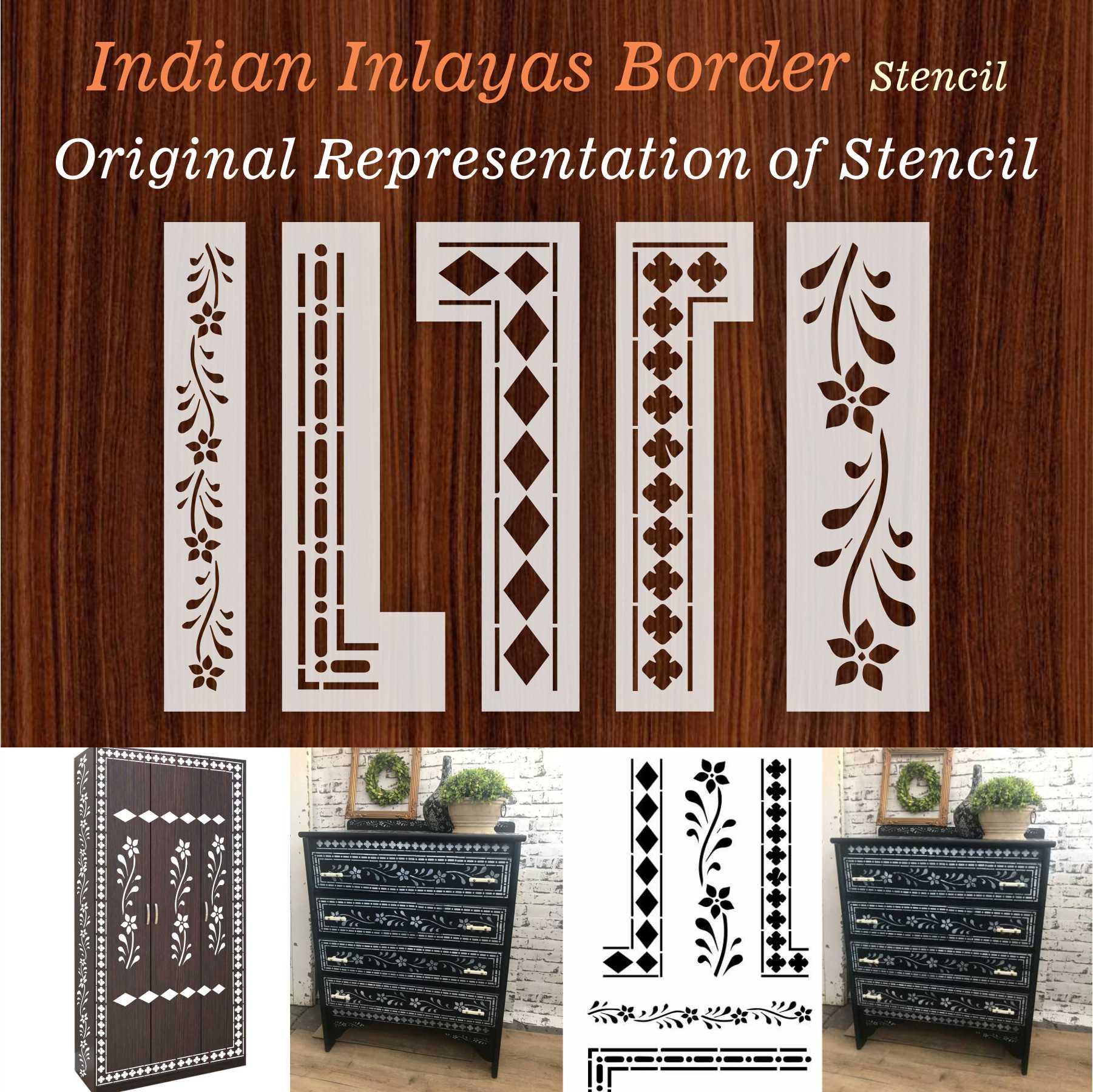 Indian Inlay (furniture and fabric) Reusable Stencil For Canvas And Wall Painting.ID#340