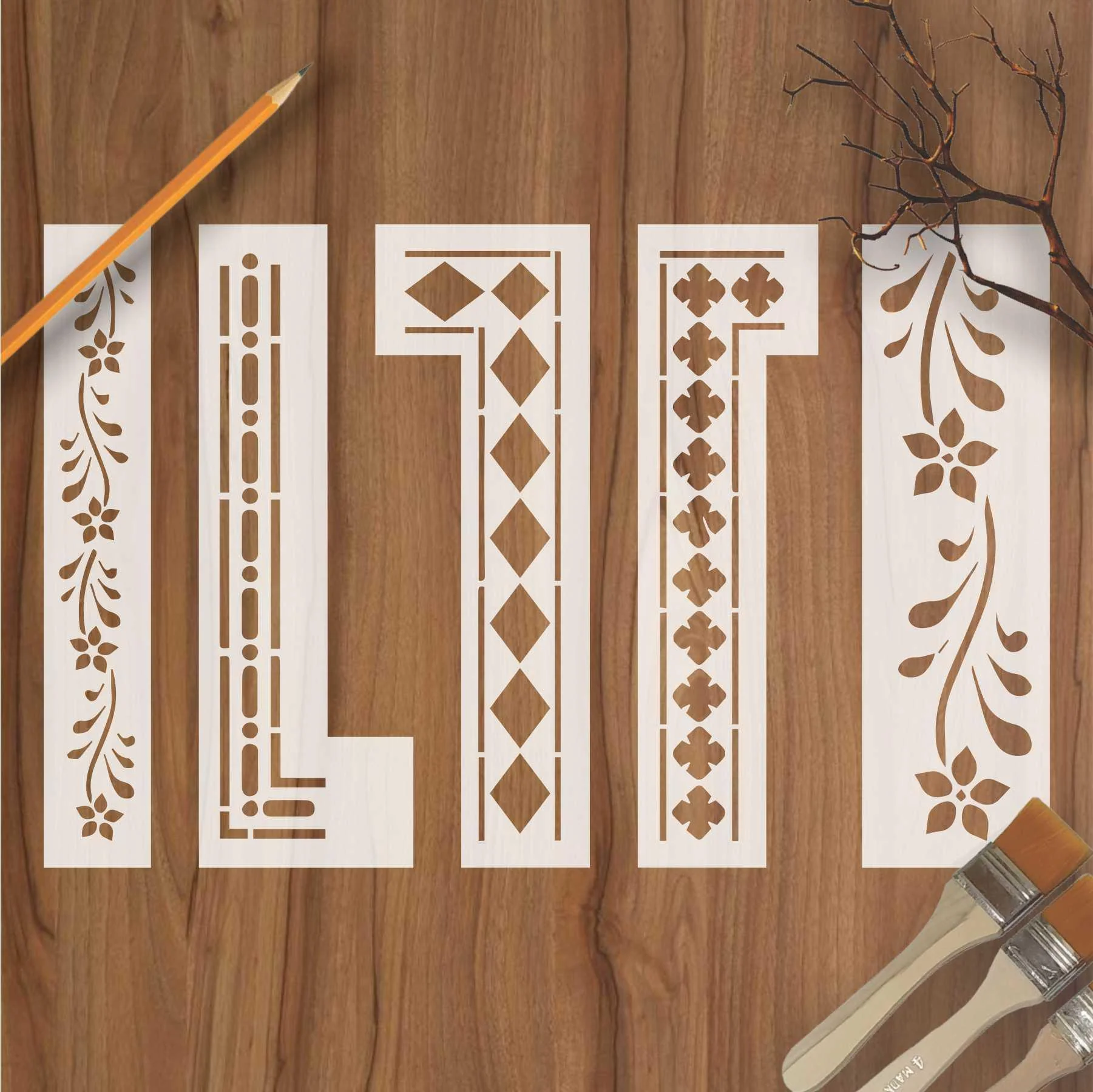 Indian Inlay (furniture and fabric) Reusable Stencil For Canvas And Wall Painting.ID#340 - Image 2