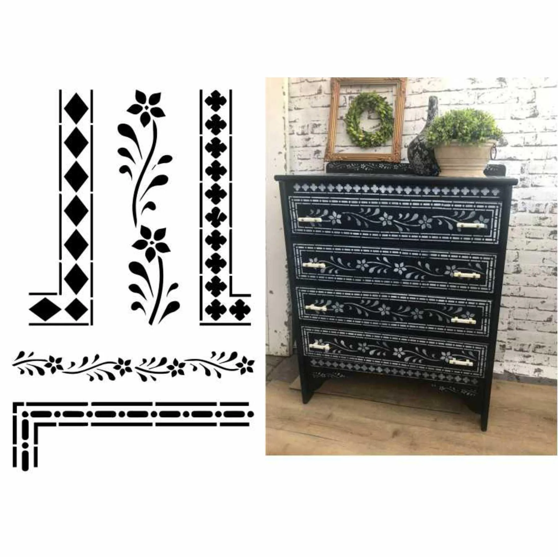 Indian Inlay (furniture and fabric) Reusable Stencil For Canvas And Wall Painting.ID#340 - Image 6