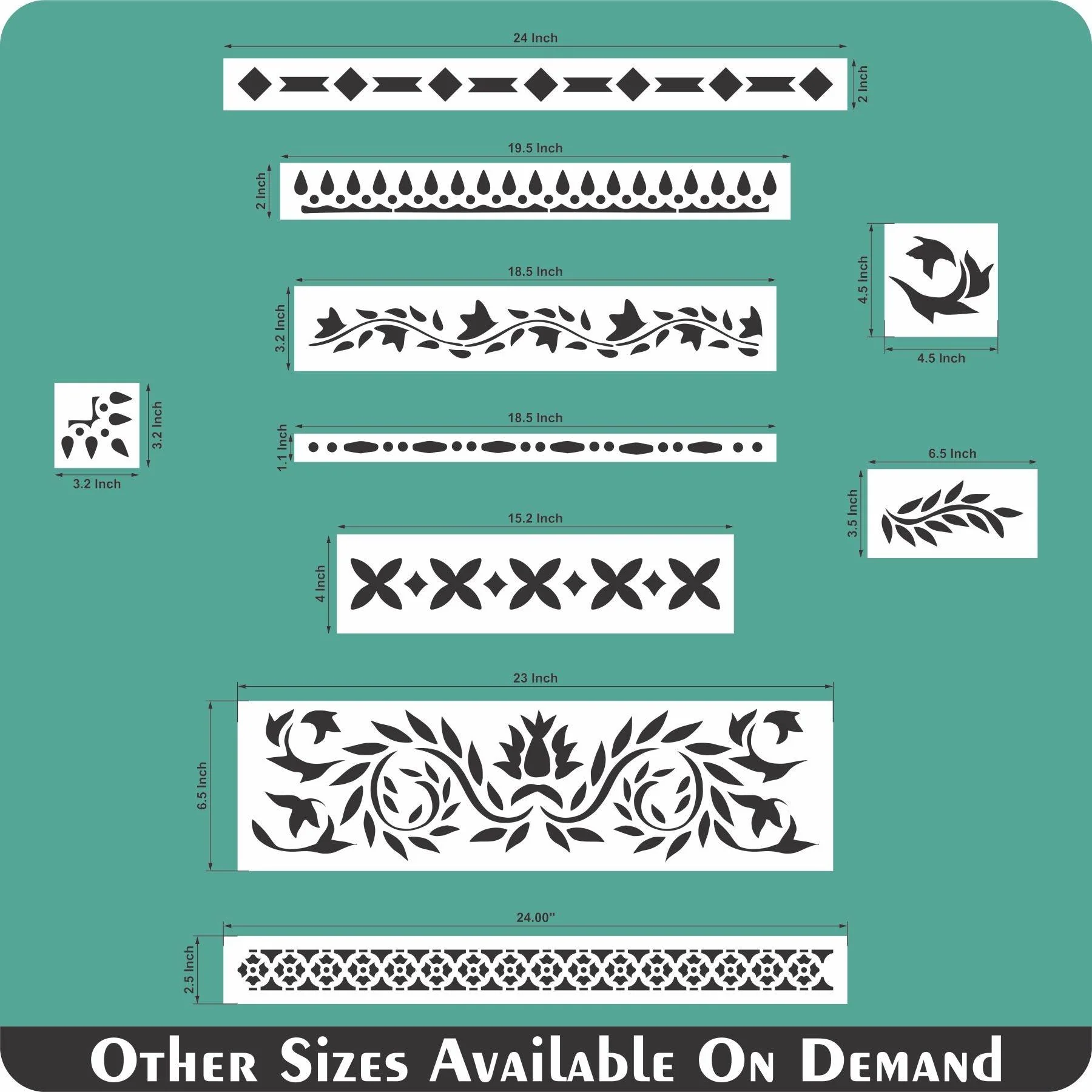 Indian Inlay (furniture and fabric) Reusable Stencil For Canvas And Wall Painting.ID #459 - Image 13