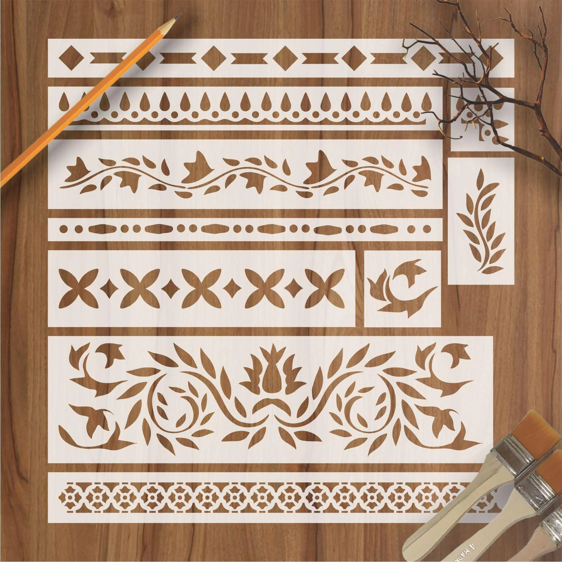 Indian Inlay (furniture and fabric) Reusable Stencil For Canvas And Wall Painting.ID #459 - Image 2