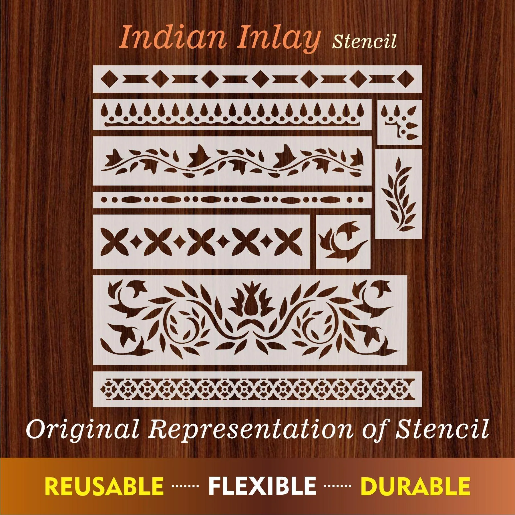 Indian Inlay (furniture and fabric) Reusable Stencil For Canvas And Wall Painting.ID #459 - Image 5