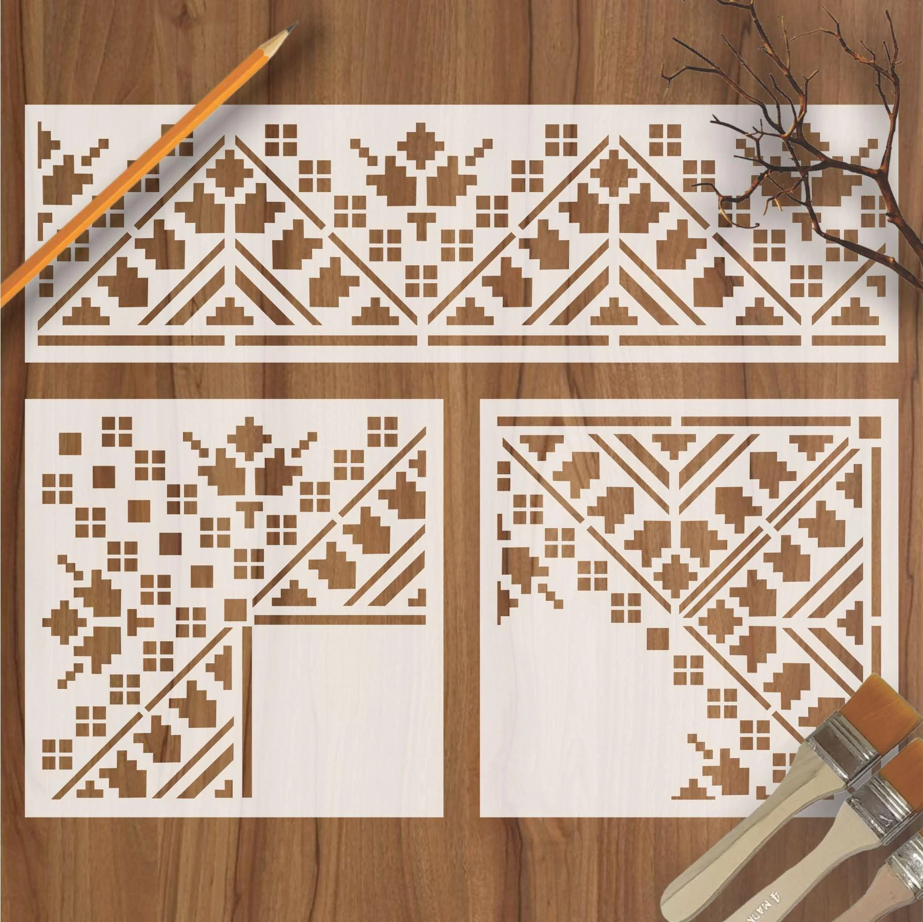 Indian Inlay(furniture and fabric) Reusable Stencil For Canvas And Wall Painting.ID#462 - Image 2