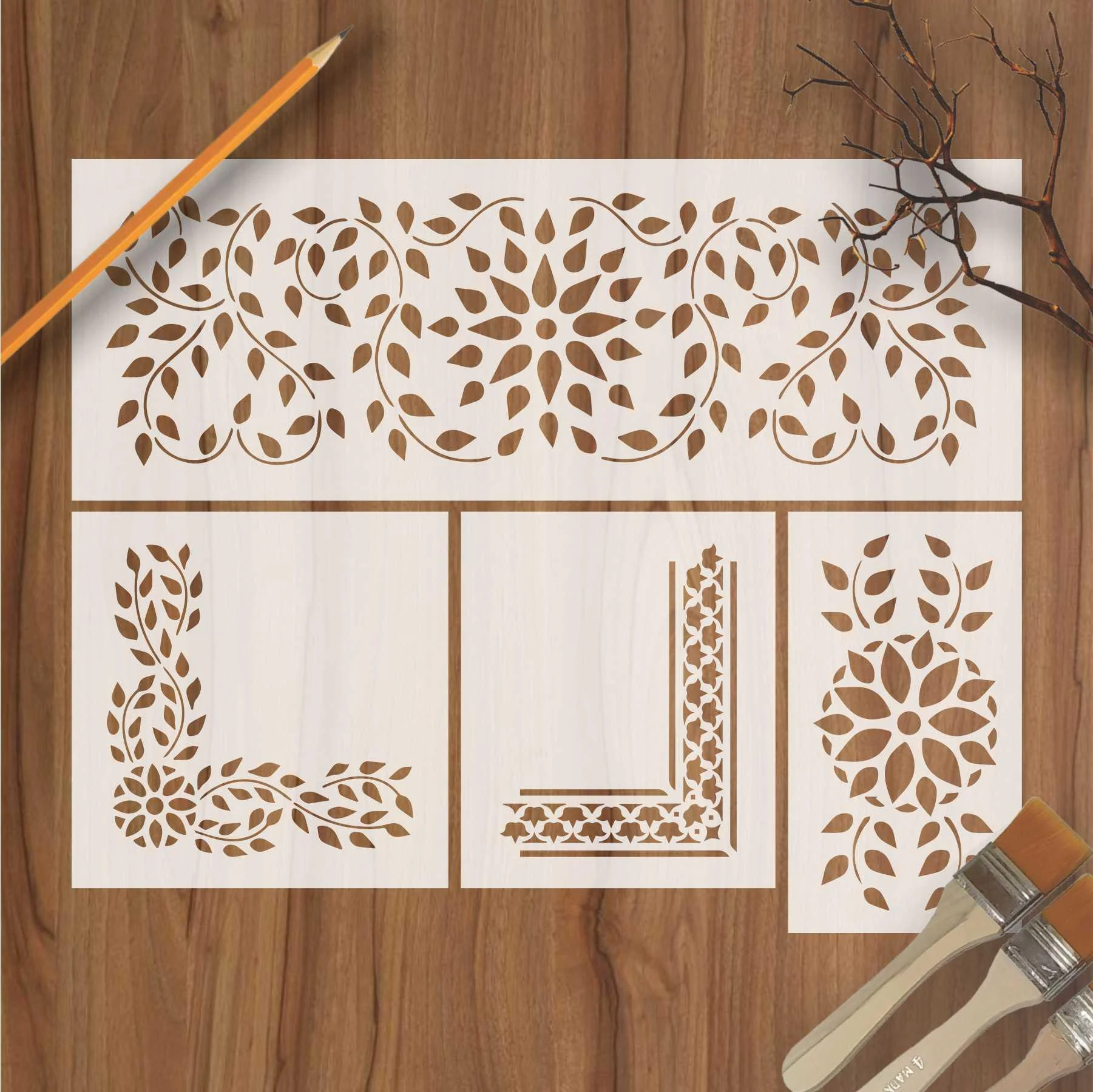 Indian Inlay (furniture and fabric) Reusable Stencil For Canvas And Wall Painting.ID #339 - Image 2