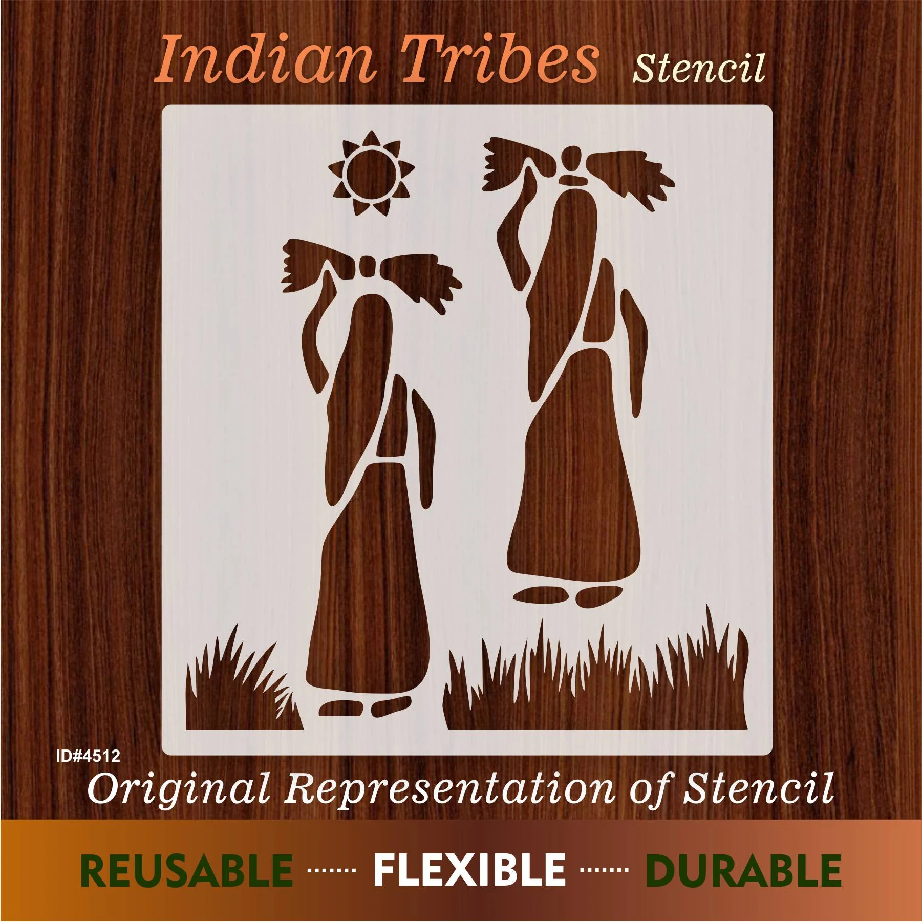 Indian Tribes Stencil Used for Painting on Wood, Canvas, Paper, Fabric, Floor, Wall. ID #4512 - Image 6