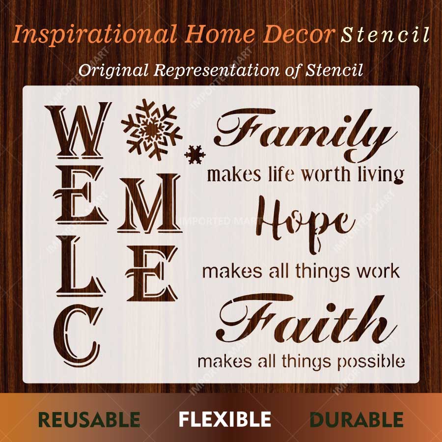 Inspirational Family Hope Faith Welcome Word Bundle Stencil for Wall, Wood & Home Decor – Reusable Quote Design – ID# 783 - Image 2