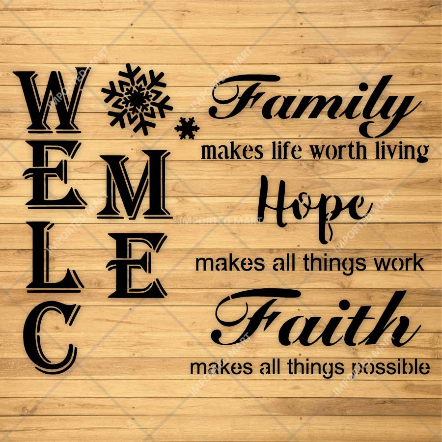 Inspirational Family Hope Faith Welcome Word Bundle Stencil for Wall, Wood & Home Decor – Reusable Quote Design – ID# 783 - Image 3
