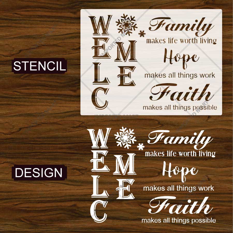 Inspirational Family Hope Faith Welcome Word Bundle Stencil for Wall, Wood & Home Decor – Reusable Quote Design – ID# 783 - Image 4