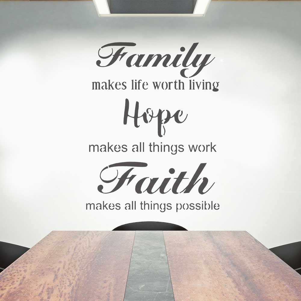 Inspirational Family Hope Faith Welcome Word Bundle Stencil for Wall, Wood & Home Decor – Reusable Quote Design – ID# 783 - Image 7