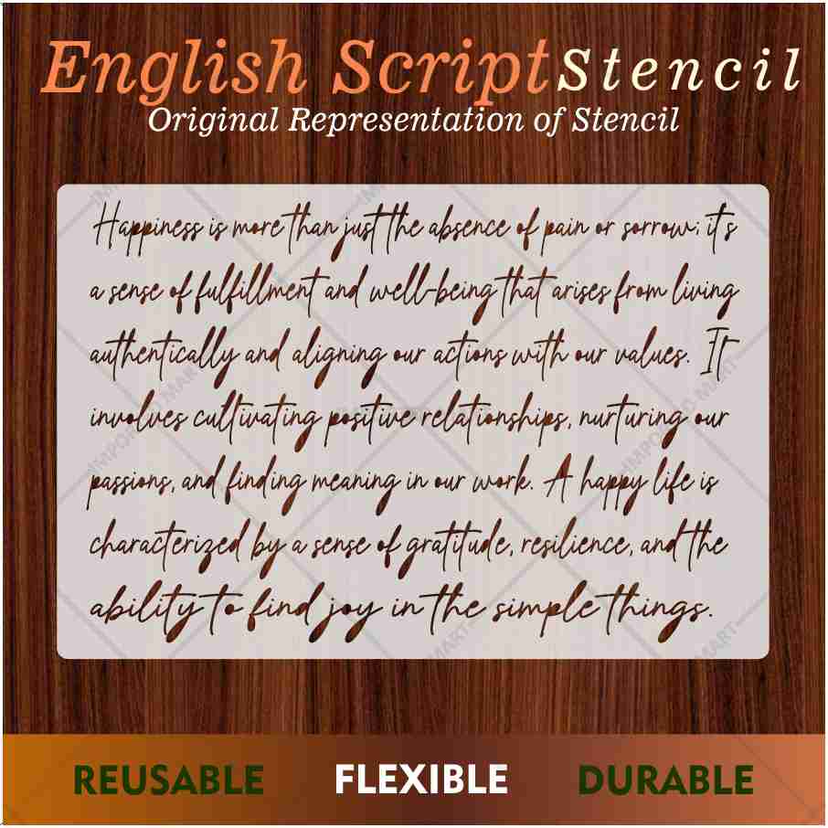 Inspirational Happiness Quote Calligraphy Stencil for Wall, Wood & Canvas Art – Motivational Text Design – ID# 695