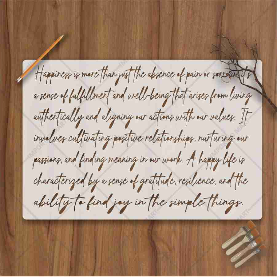 Inspirational Happiness Quote Calligraphy Stencil for Wall, Wood & Canvas Art – Motivational Text Design – ID# 695 - Image 2