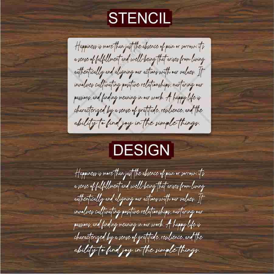 Inspirational Happiness Quote Calligraphy Stencil for Wall, Wood & Canvas Art – Motivational Text Design – ID# 695 - Image 4