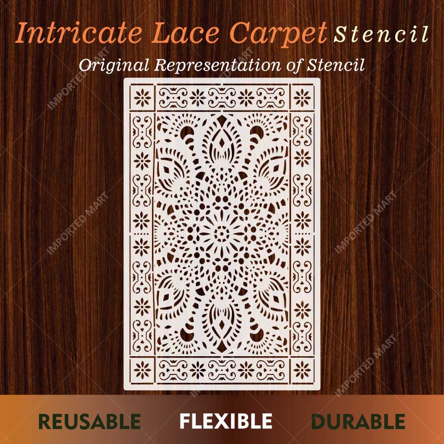 Intricate Lace Carpet Stencil for Floor, Wall & Rug Painting – Elegant Floral Mandala Design – ID# 756 - Image 2