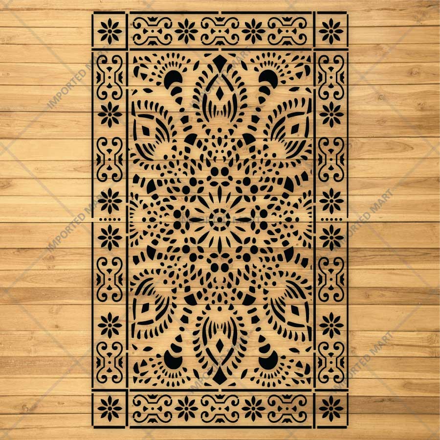 Intricate Lace Carpet Stencil for Floor, Wall & Rug Painting – Elegant Floral Mandala Design – ID# 756 - Image 3