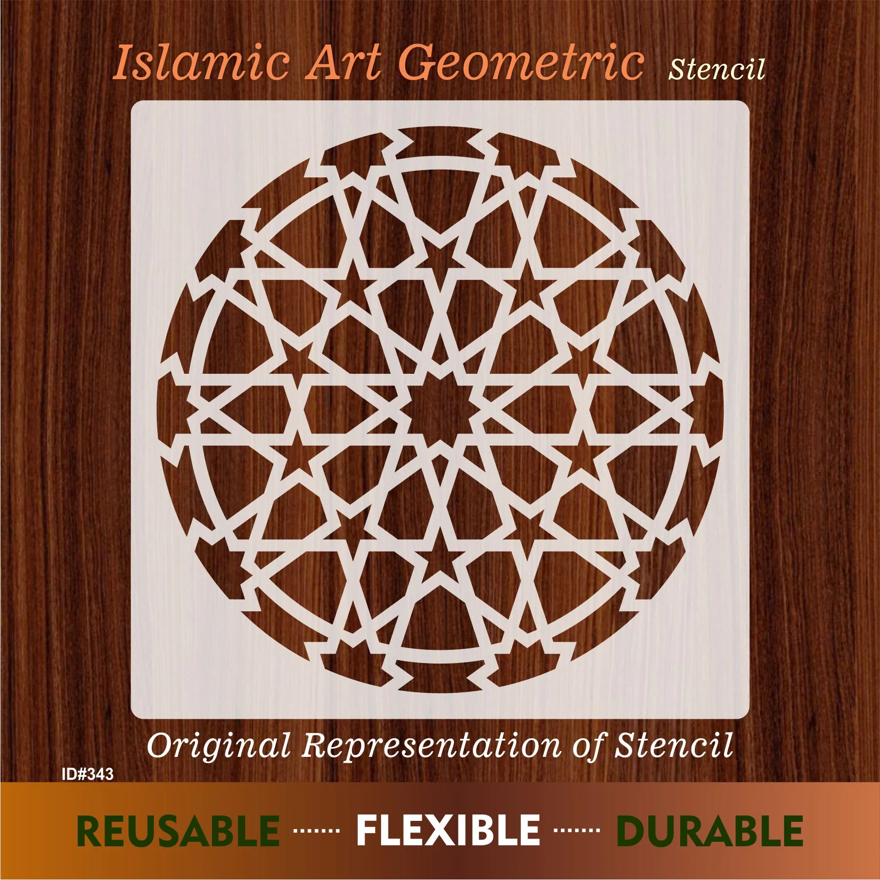 Islamic Art Geometric Design Stencil Reusable Stencil For Canvas And Wall Painting.ID# 343 - Image 7