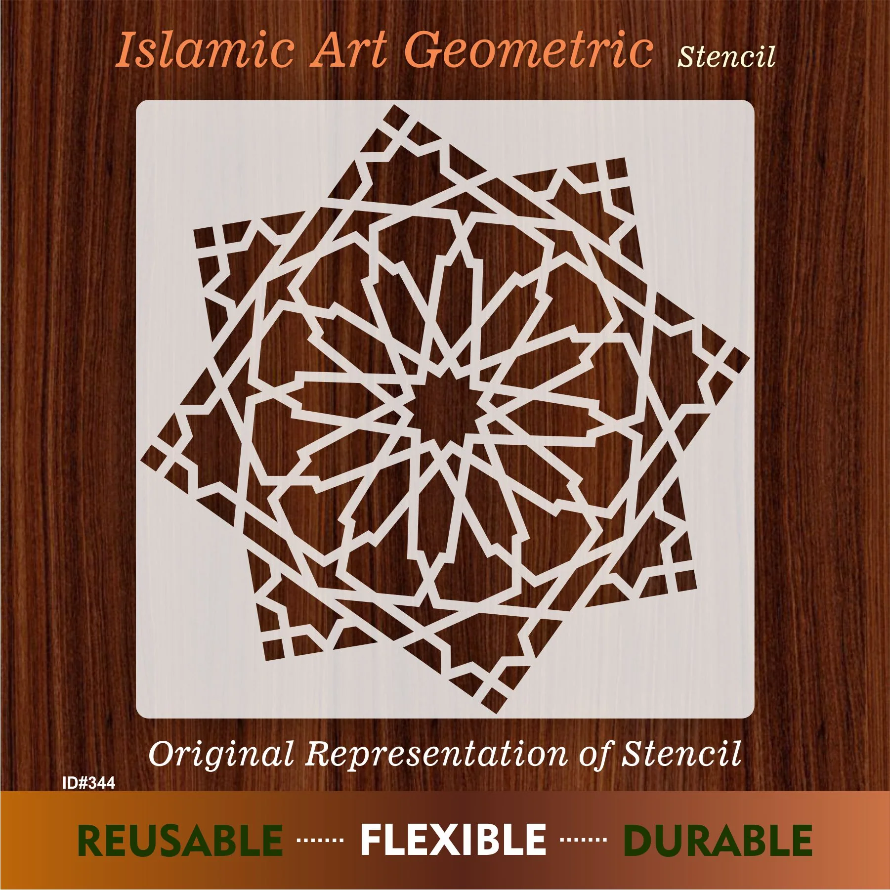 Islamic Art Geometric Design Stencil Reusable Stencil For Canvas And Wall Painting.ID# 344 - Image 7