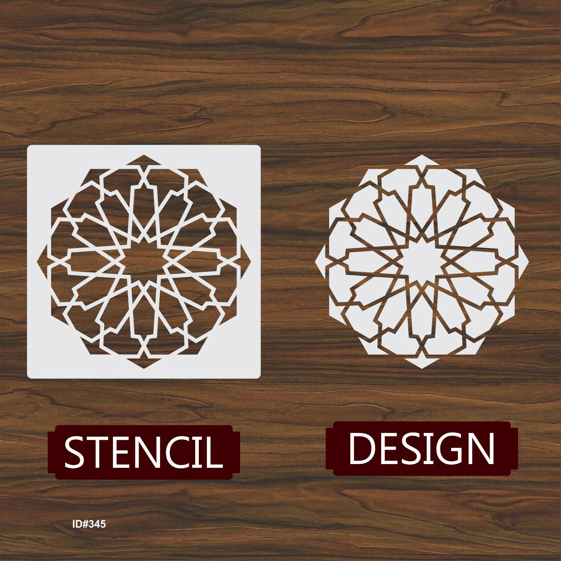 Islamic Art Geometric Design Stencil Reusable Stencil For Canvas And Wall Painting. ID# 345 - Image 5