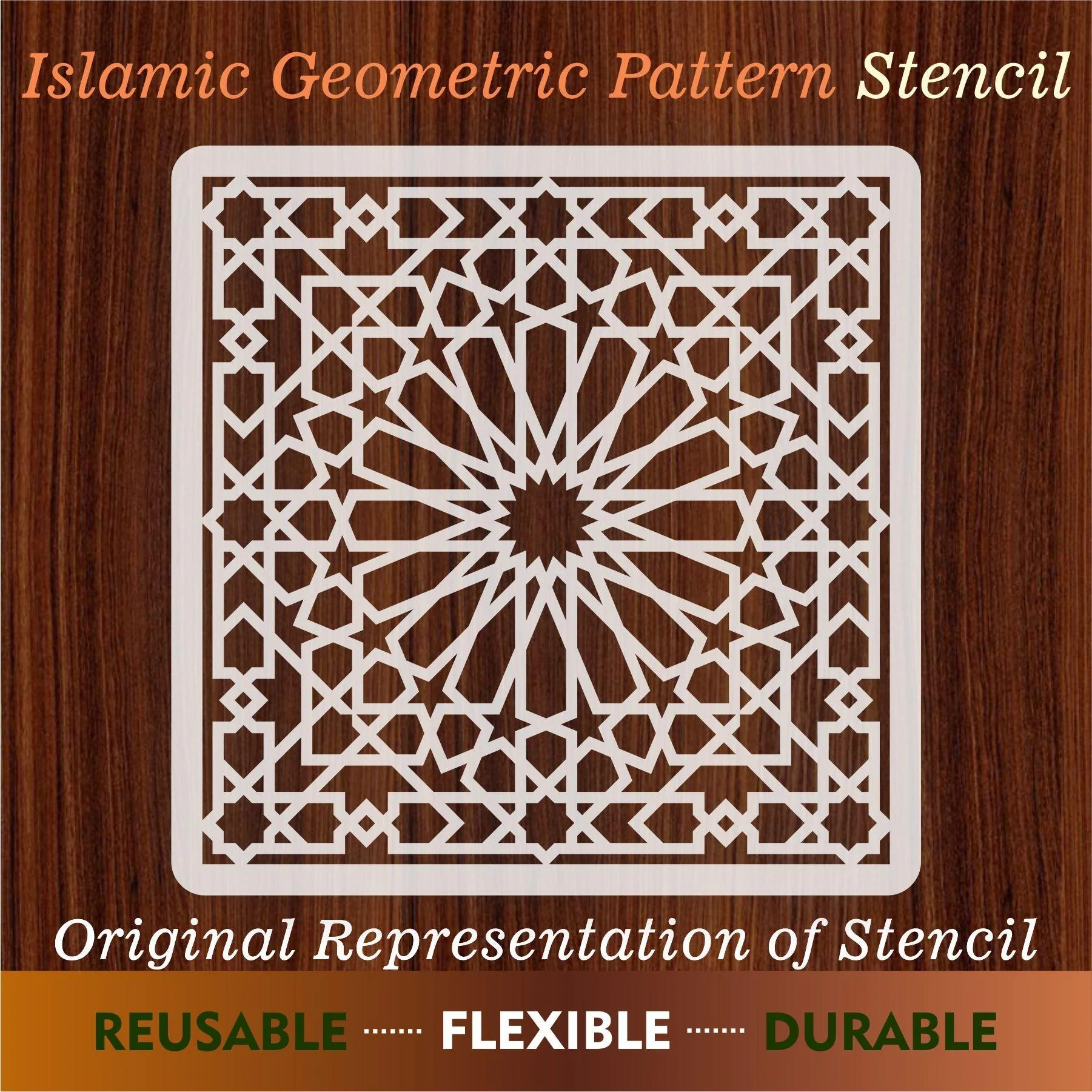 Islamic Geometric Pattern Reusable Stencil For Canvas And Wall Painting.ID#207 - Image 10