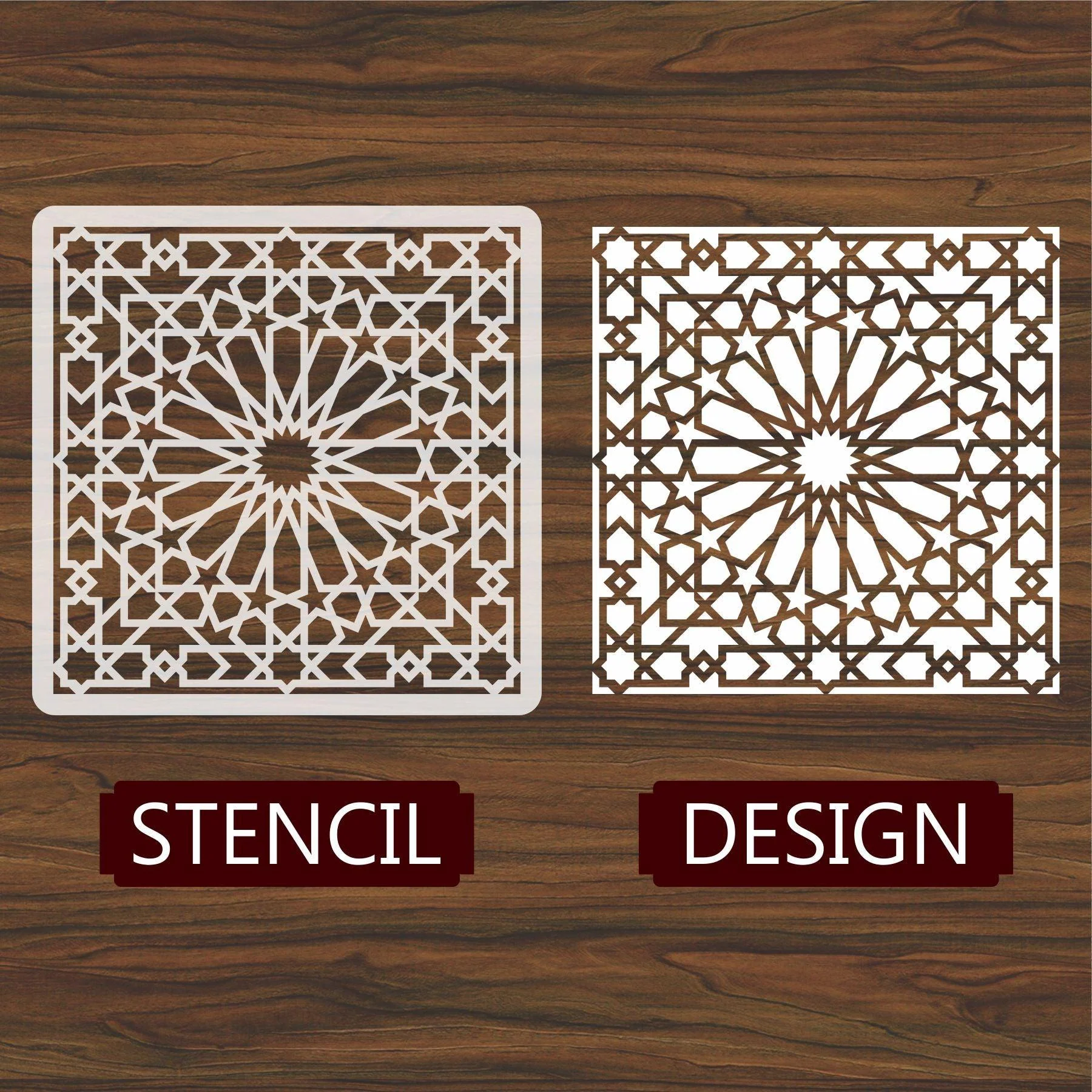 Islamic Geometric Pattern Reusable Stencil For Canvas And Wall Painting.ID#207 - Image 4