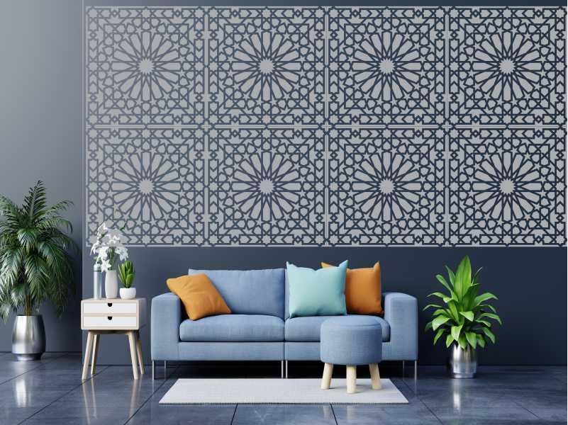 Islamic Geometric Pattern Reusable Stencil For Canvas And Wall Painting.ID#207 - Image 8