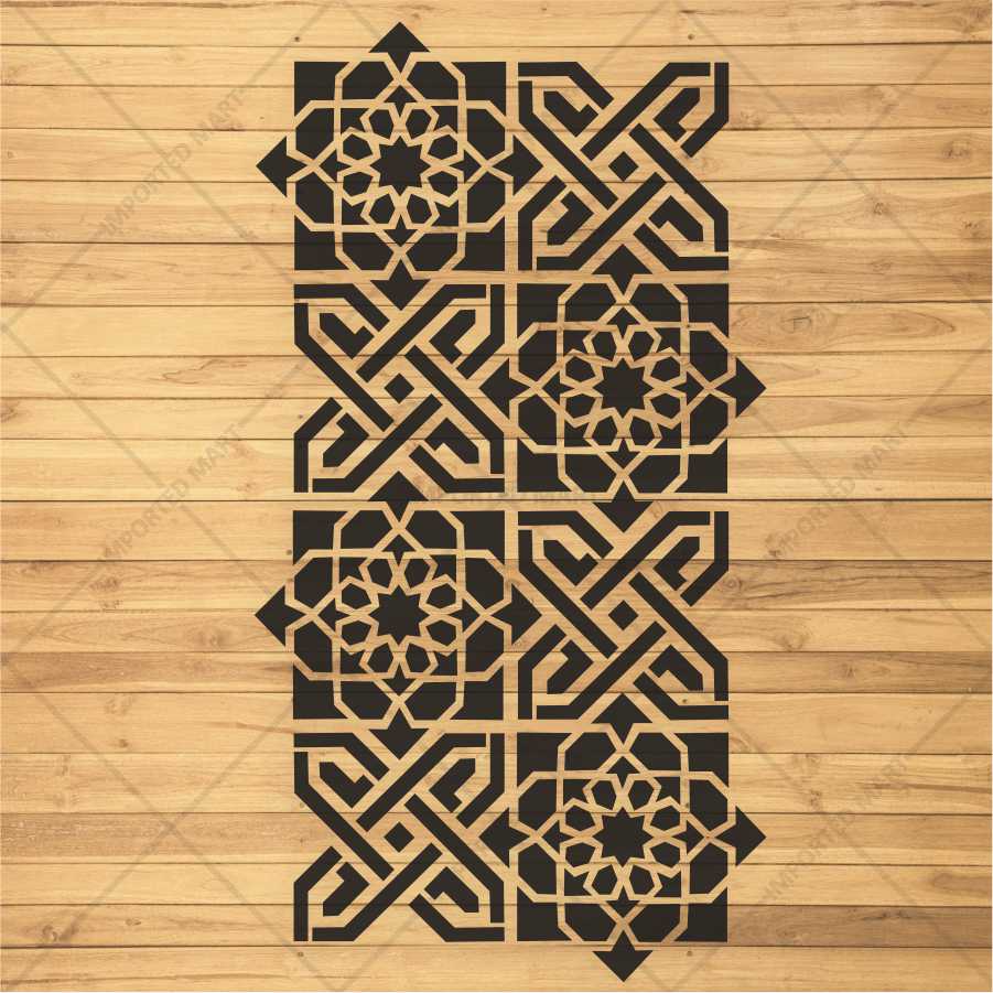 Islamic Geometric Tile Stencil for Wall, Wood & Fabric – Reusable Arabesque Art Design – ID# 671 - Image 3
