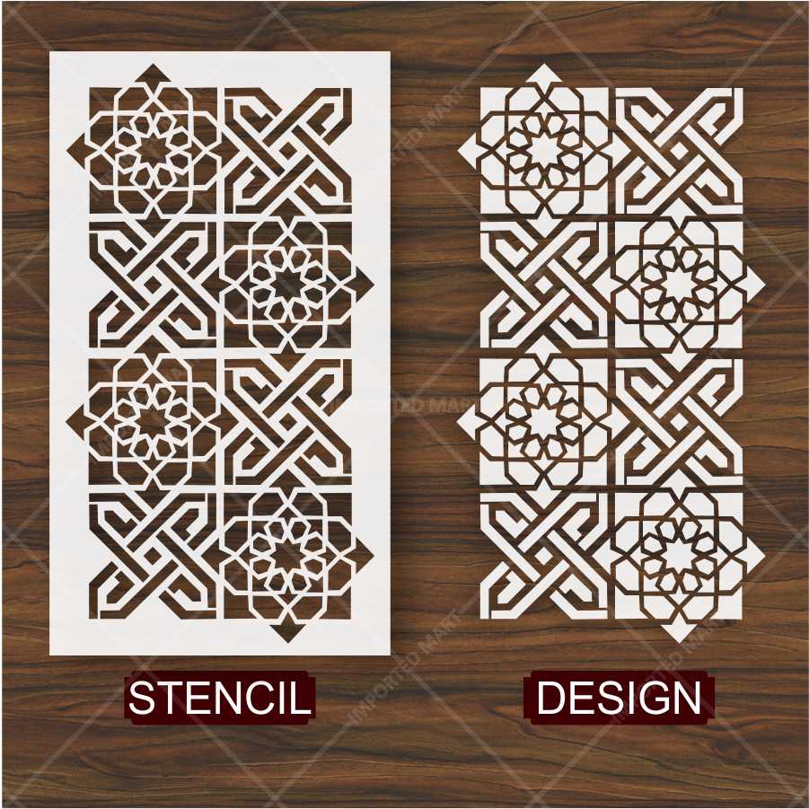 Islamic Geometric Tile Stencil for Wall, Wood & Fabric – Reusable Arabesque Art Design – ID# 671 - Image 4