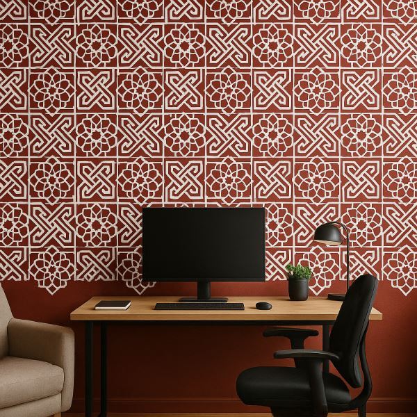 Islamic Geometric Tile Stencil for Wall, Wood & Fabric – Reusable Arabesque Art Design – ID# 671 - Image 7