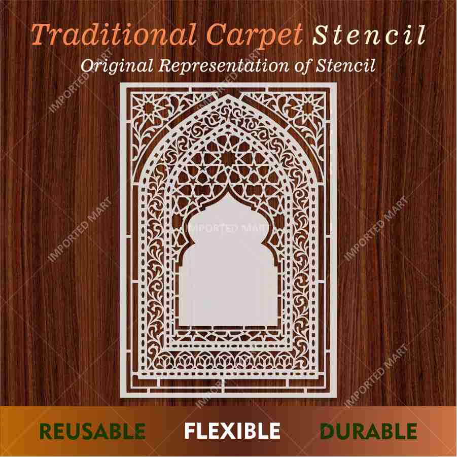 Traditional Carpet Stencil – Geometric & Floral Wall, Furniture & Floor Art – Mosque & Home Décor – ID# 708 - Image 3