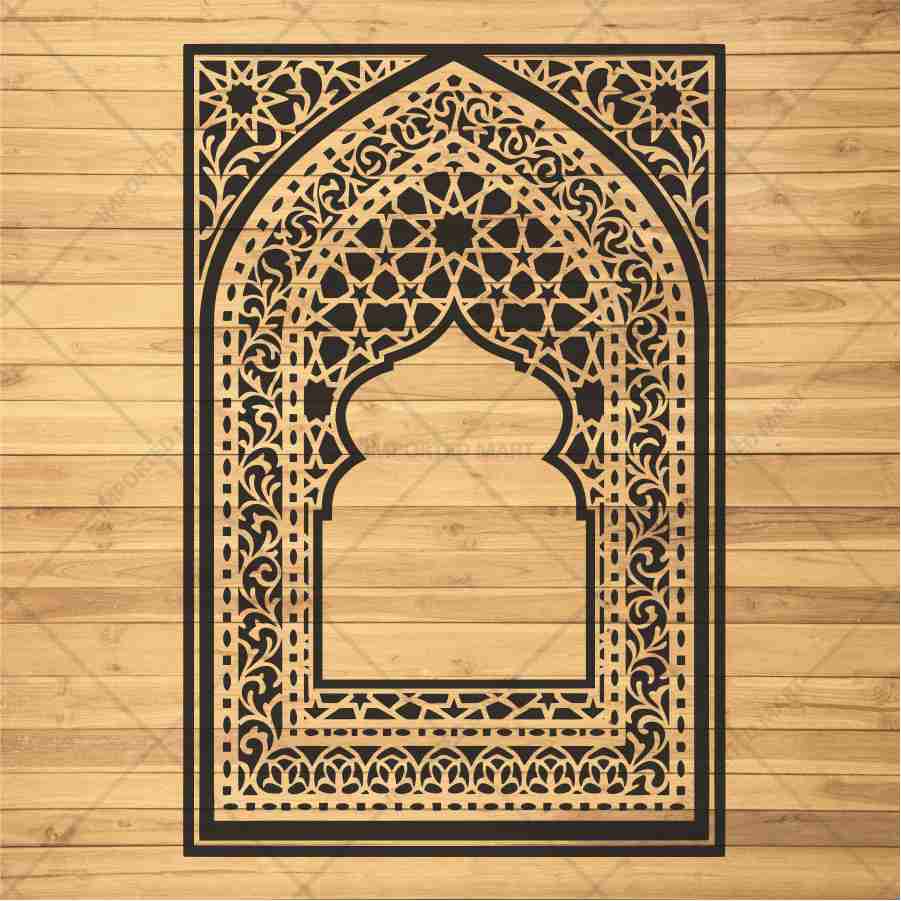 Traditional Carpet Stencil – Geometric & Floral Wall, Furniture & Floor Art – Mosque & Home Décor – ID# 708 - Image 4