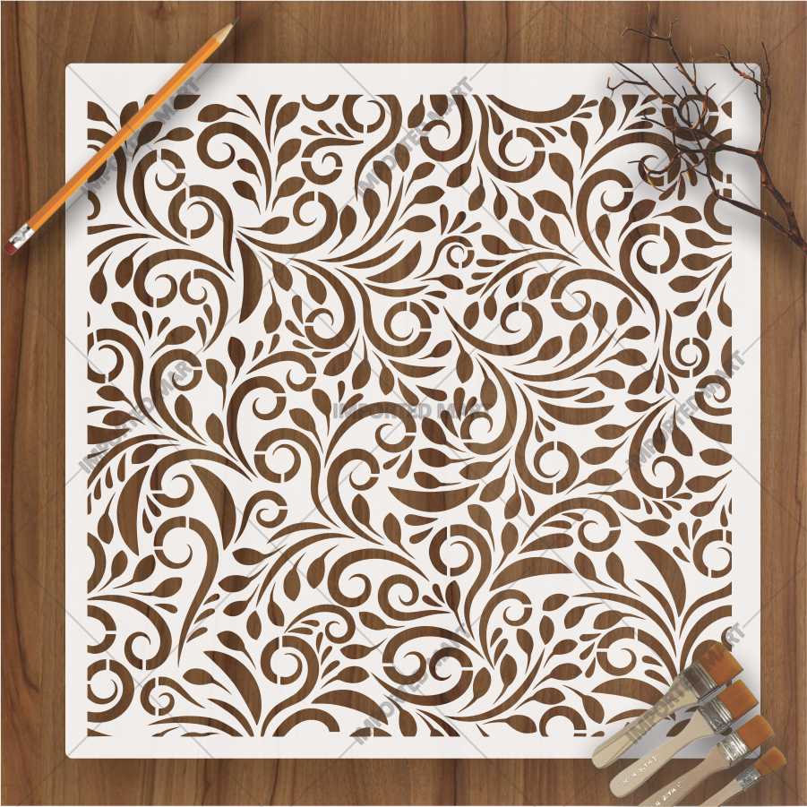 Ivy Leaf Floral Pattern Stencil – Elegant Botanical Wall Design ID#657 - Image 2