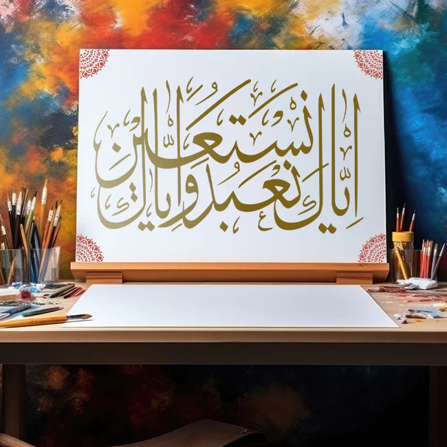 Iyakanabudu Waiyakanastain calligraphy Islamic Reusable Stencil for Canvas and wall painting.ID#4039 - Image 3