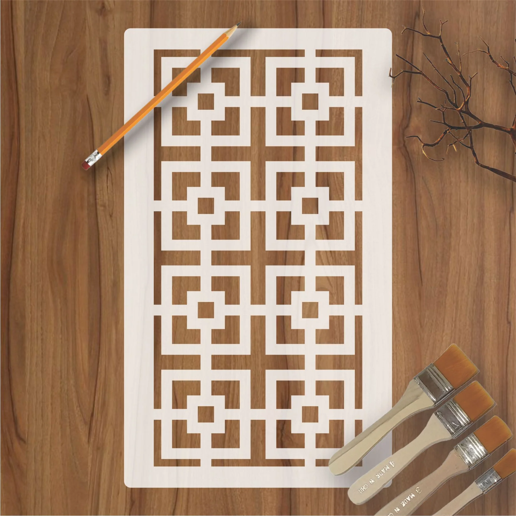 Korean symbol Jali Pattern Reusable Stencil For Canvas And Wall Painting.ID#212C
