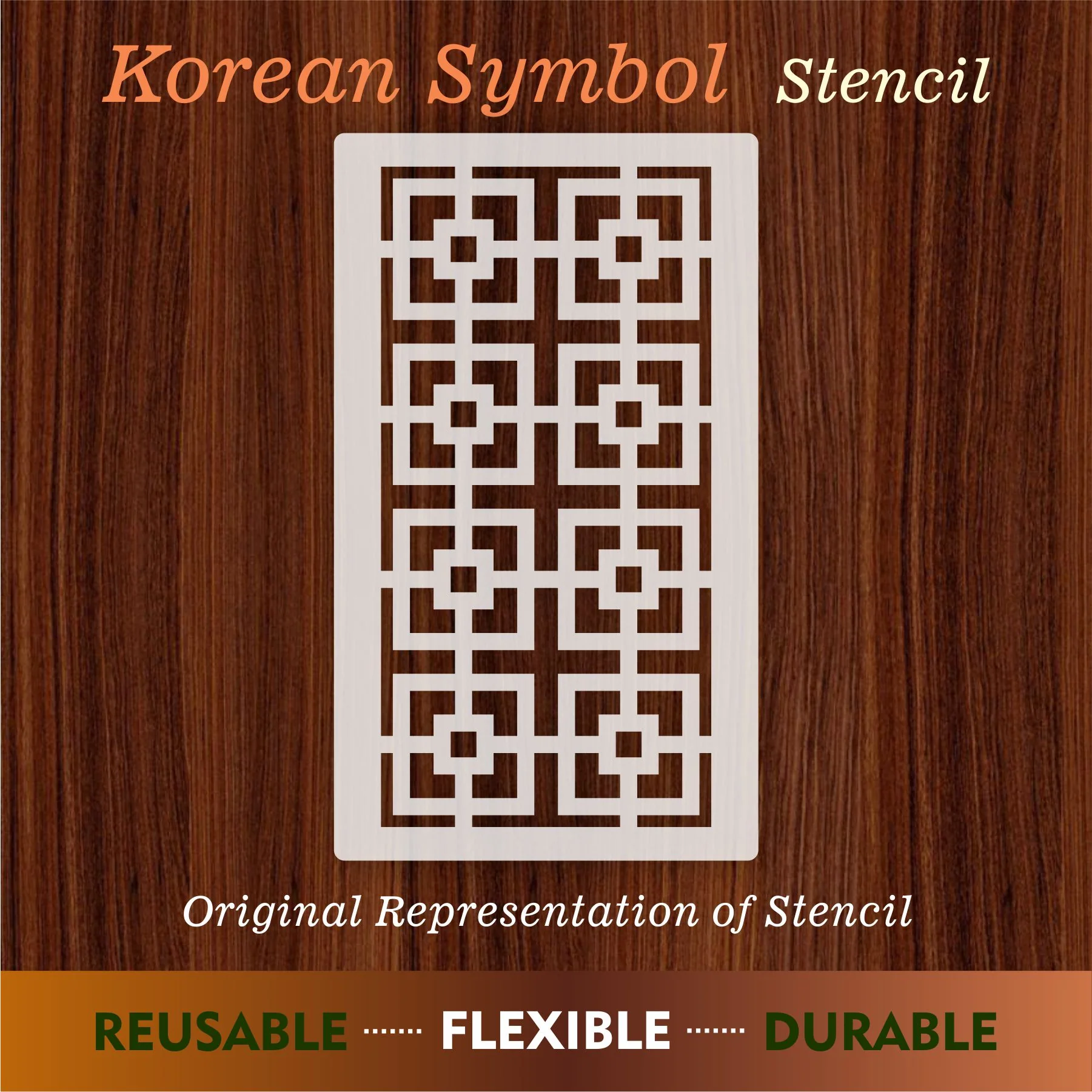 Korean symbol Jali Pattern Reusable Stencil For Canvas And Wall Painting.ID#212C - Image 7