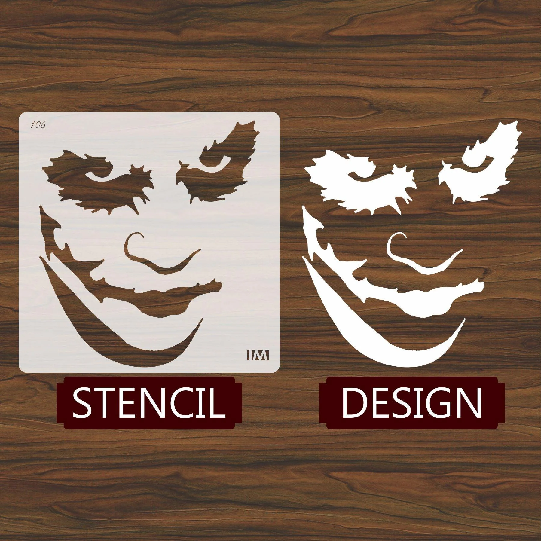 Joker Face Reusable Stencil for Canvas and wall painting.ID#106 - Image 3