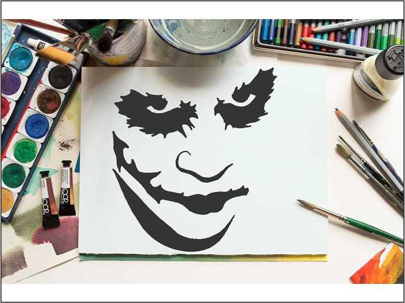 Joker Face Reusable Stencil for Canvas and wall painting.ID#106 - Image 4