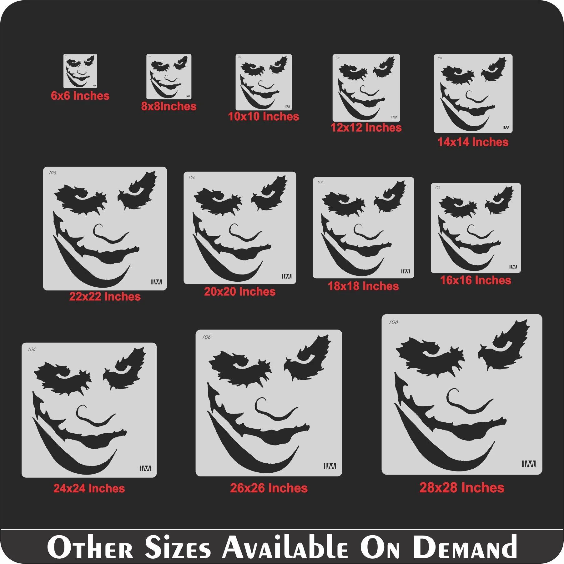 Joker Face Reusable Stencil for Canvas and wall painting.ID#106 - Image 6